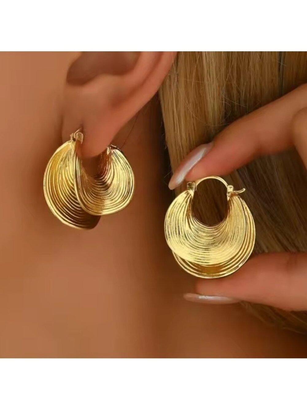 Zara unique crescent Gold Hoop Earrings